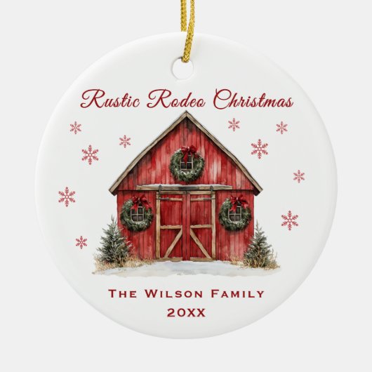 Décoration En Céramique Rodéo Russe Rouge Grange Noël (Devant)