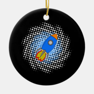 Décoration En Céramique Roquette De Dessin Avec Galaxie De Halftones