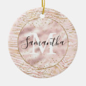 Décoration En Céramique Rose Blush Gold Zebra Imprimer Glitz Monogramme (Devant)