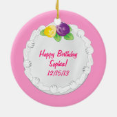 Décoration En Céramique Rose commémoratif de gâteau de joyeux anniversaire (Dos)