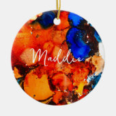 Décoration En Céramique Rose d'art abstrait orange rouille (Devant)