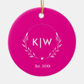 Décoration En Céramique Rose et Blanc | Monogramme Initiales Modernes (Devant)