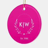 Décoration En Céramique Rose et Blanc | Monogramme Initiales Modernes (Gauche)