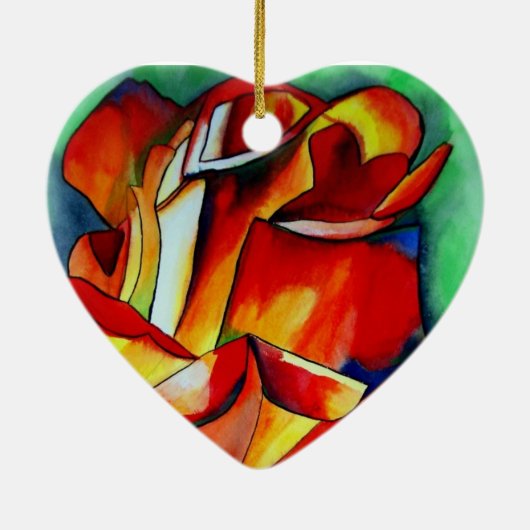 Décoration En Céramique Rose France Libre aquarelle art (Dos)