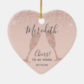 Décoration En Céramique Rose Gold Blush 65e anniversaire Date de naissance (Dos)