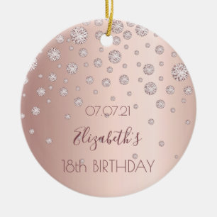 Décoration En Céramique rose gold diamants 18 ans 18
