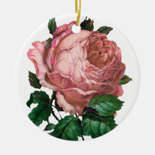 DÉCORATION EN CÉRAMIQUE ROSE ROSE ROSE BLANCHE