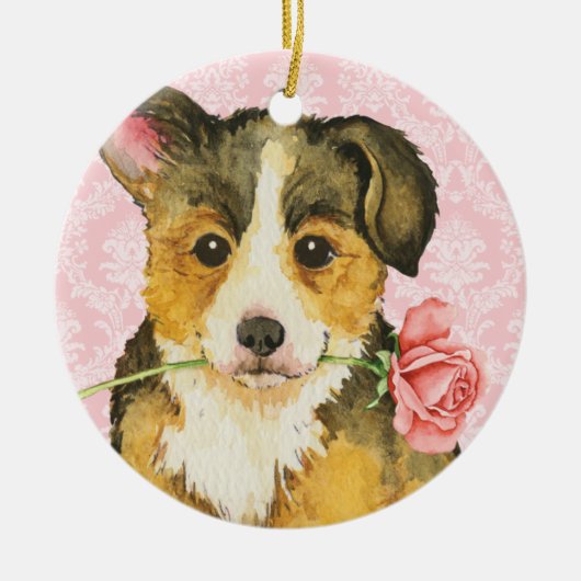 Décoration En Céramique Rose Valentin Pembroke Welsh Corgi (Devant)