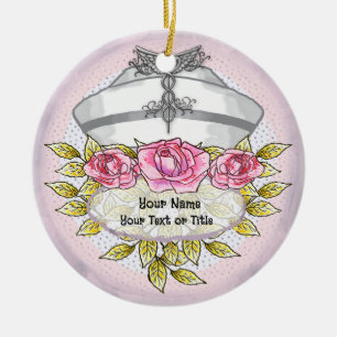 Décoration En Céramique Roses caducée infirmière