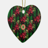 Décoration En Céramique Roses gothiques et rayures avec initial (Gauche)