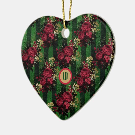 Décoration En Céramique Roses gothiques et rayures avec initial (Gauche)