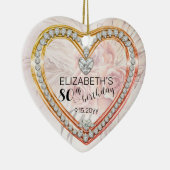 Décoration En Céramique Roses rose |Diamants 80e anniversaire Keepsaké (Droite)