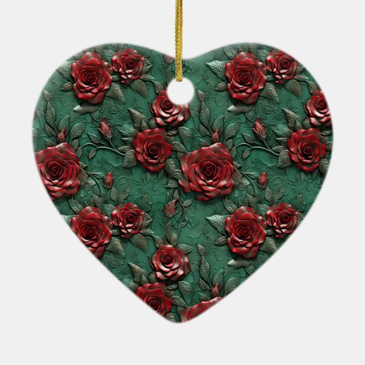 Décoration En Céramique Roses rouges vertes (Dos)