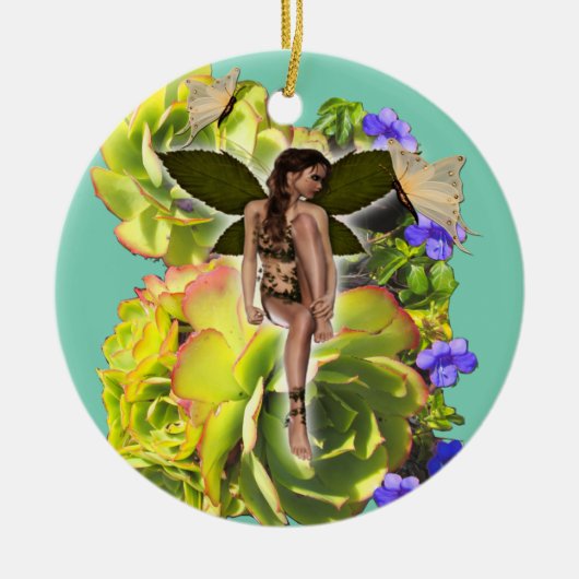 Décoration En Céramique Rosette Succulent visiteurs (Devant)