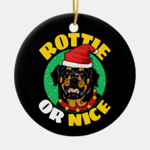 Décoration En Céramique Rottie ou Nice Rottweiler Noël