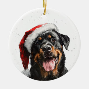 Décoration En Céramique Rottweiler Chien Noël Personnalisé