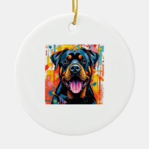 Décoration En Céramique Rottweiler coloré Pop Art � Style Splash vibrant