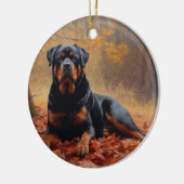 Décoration En Céramique Rottweiler dans les feuilles d'automne automne aut (Gauche)