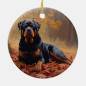 Décoration En Céramique Rottweiler dans les feuilles d'automne automne aut (Dos)