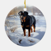 Décoration En Céramique Rottweiler Laisser neiger Noël (Dos)