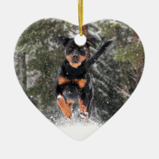 Décoration En Céramique Rottweiler Ornement-Courant dans la neige d'hiver