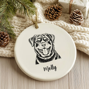 Décoration En Céramique Rottweiler personnalisé pour Noël