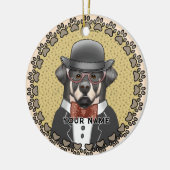 Décoration En Céramique Rottweiler porte des lunettes (Gauche)