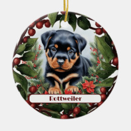 Décoration En Céramique Rottweiler Puppy Holiday Joie personnalisée Noël