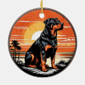 Décoration En Céramique Rottweiler Retro Sunset Dog Lover (Dos)