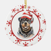 Décoration En Céramique Rottweiler Santa Hat Red Snowflake Noël (Devant)