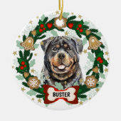 Décoration En Céramique Rotweiler Chien de Noël Chien Cookie Wreath (Devant)