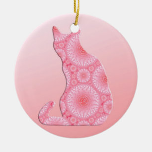 Décoration En Céramique "Roues de lumière" Chat - corail rose