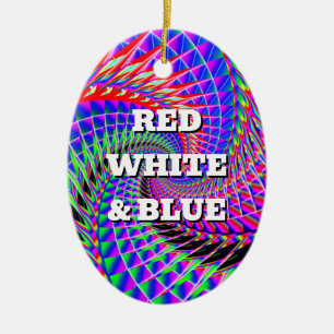 Décoration En Céramique ROUGE BLANC & BLEU (vous pouvez changer les mots)