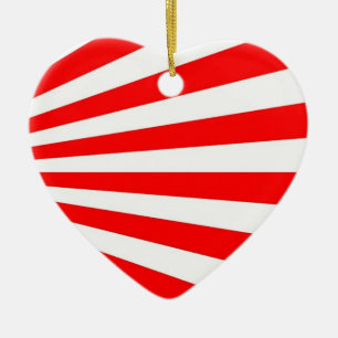 Décoration En Céramique rouge blanc rayures coeur bonbon
