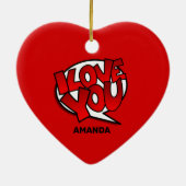 Décoration En Céramique Rouge, Gras & Bright Pop Art Style - Je t'aime (Dos)