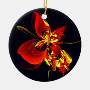 Décoration En Céramique Rouge Jaune Floral Moderne Résumé Modèle Art #10
