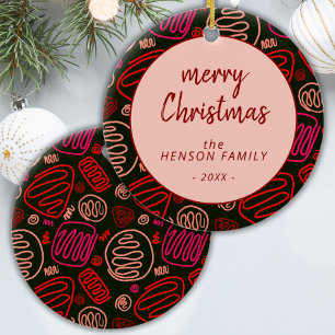 Décoration En Céramique Rouge One Line Art Artistique Joyeux Noël Famille