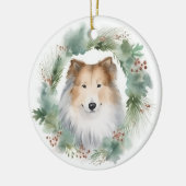 Décoration En Céramique Rough Collie Christmas Wreath Festive Pup (Gauche)