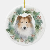 Décoration En Céramique Rough Collie Christmas Wreath Festive Pup (Dos)