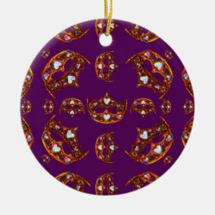 Décoration En Céramique Royal Purple Queen of Hearts or couronne tiara