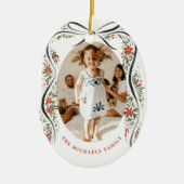 Décoration En Céramique Ruban noir festif avec Poinsettias et verdure (Devant)