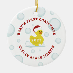 Décoration En Céramique Rubber Duck Baby's First Christmas Bubbles Photo