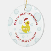Décoration En Céramique Rubber Duck Baby's First Christmas Bubbles Photo (Gauche)