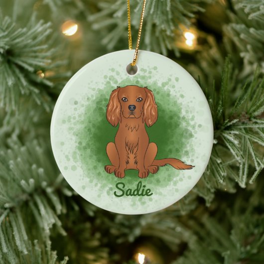 Décoration En Céramique Ruby Cavalier King Charles Spaniel Chien Sur Vert (Arbre)