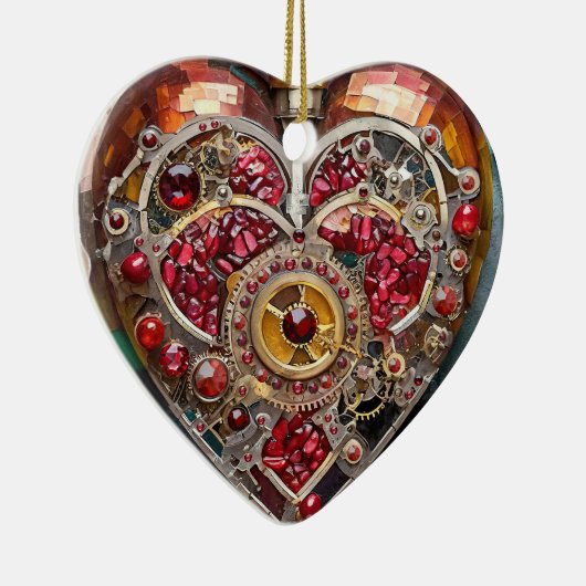Décoration En Céramique Ruby Pomegranate Heart Steampunk Series (Droite)