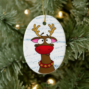 Décoration En Céramique Rudolph, ornement, Joyeux Noël