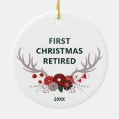 Décoration En Céramique Rustic Antlers Personnalisé 1er Noël Retraité (Dos)