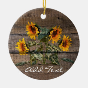Décoration En Céramique Rustic Barn Wood Sunflower