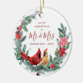 Décoration En Céramique Rustic Christmas Birds Wreath Mr & Mrs Photo (Gauche)