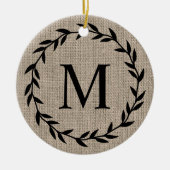 Décoration En Céramique Rustic Farmhouse Style Burlap Vacances Monogrammes (Devant)